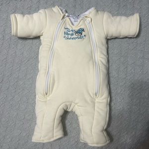 Very lightly worn baby Merlin magic sleep suit yellow